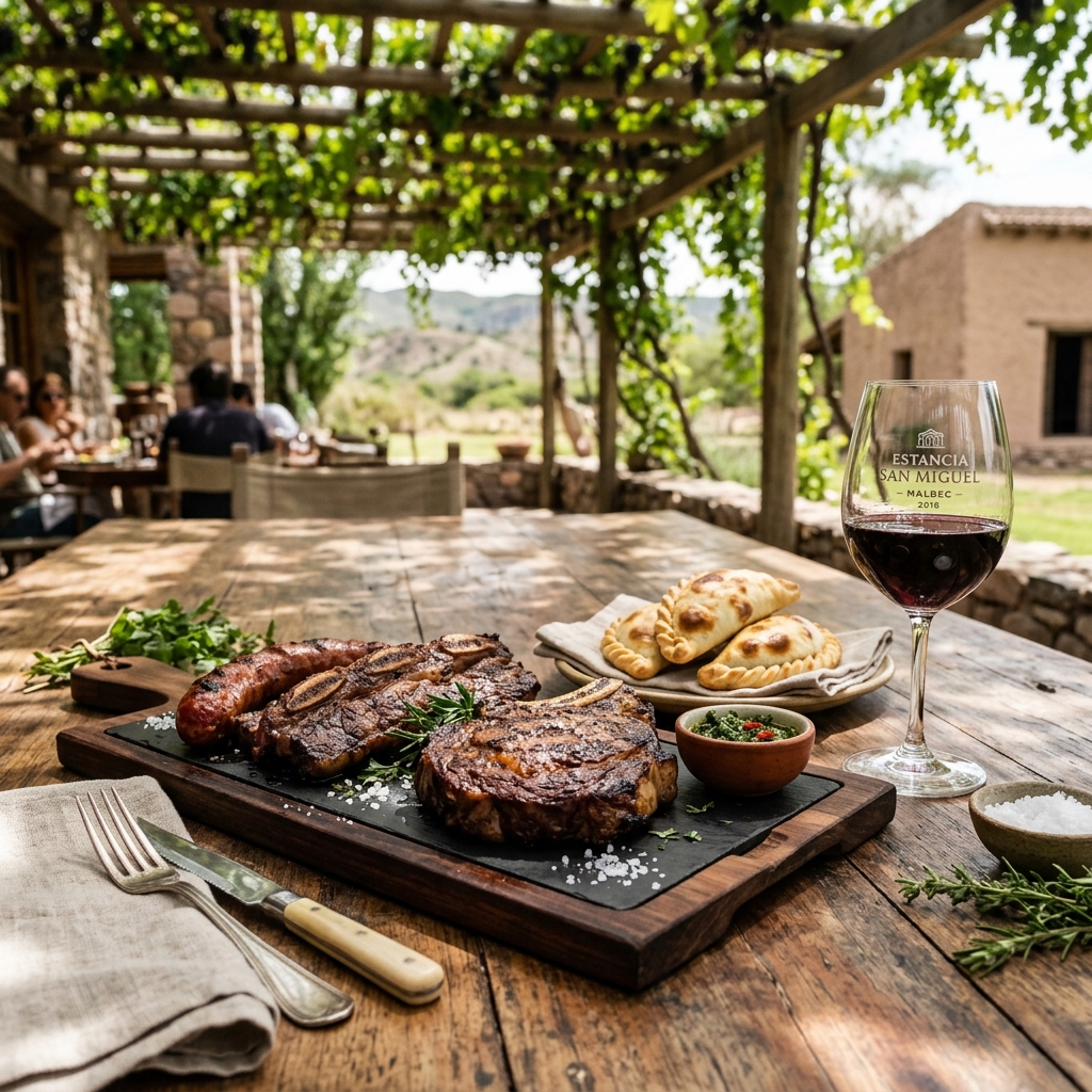 Asado argentin traditionnel de prestige avec vin Malbec